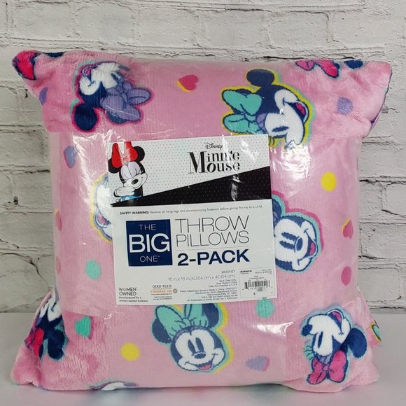 'THE BIG ONE' PLUSH PILLOWS 'MINNIE MOUSE' 'MINNIE'S HAPPY FACE' 2-PIECE SET - Picture 1 of 15